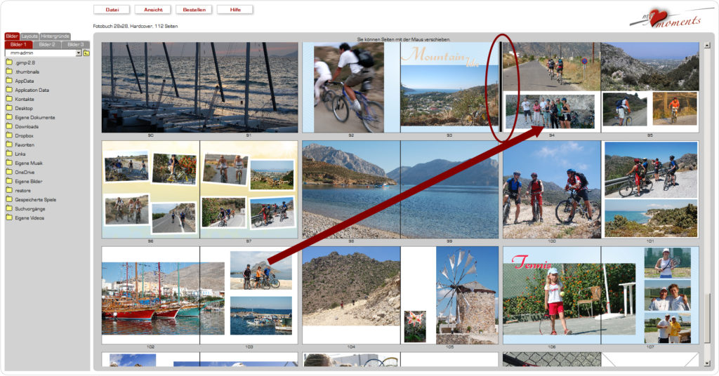 Doppelseite verschieben